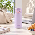 Macaron Isolierflasche in Lila mit Flip-Top-Deckel
