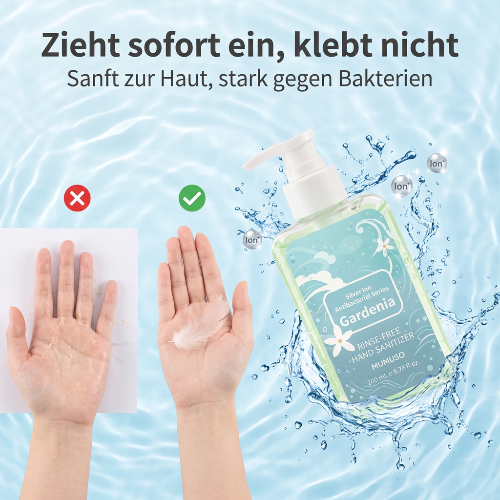 MUMUSO Silver Ion Handdesinfektionsgel Gardenie 200 ml in einer Pflegeszene