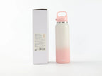 Macaron Isolierflasche in Rosa mit Produktverpackung