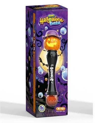 Verpackung des elektrischen Halloween Seifenblasenstabs mit Kürbisdesign
