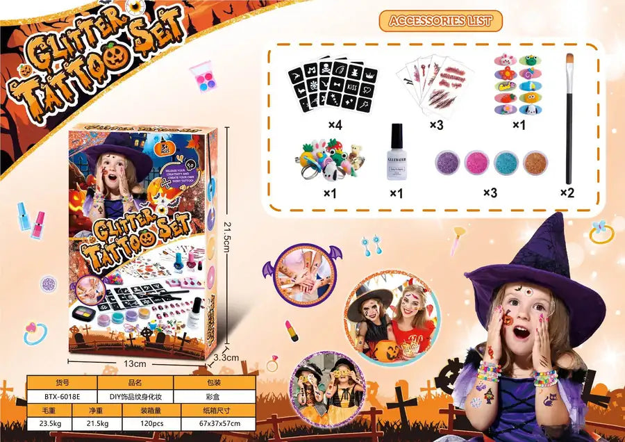 Halloween DIY Tattoo und Zubehör Set