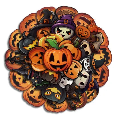 Halloween Sticker mit Kürbis und Fledermaus Motiven