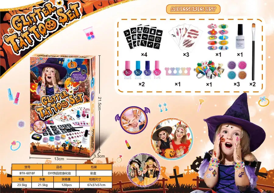 Halloween DIY Tattoo Set mit Nagellack