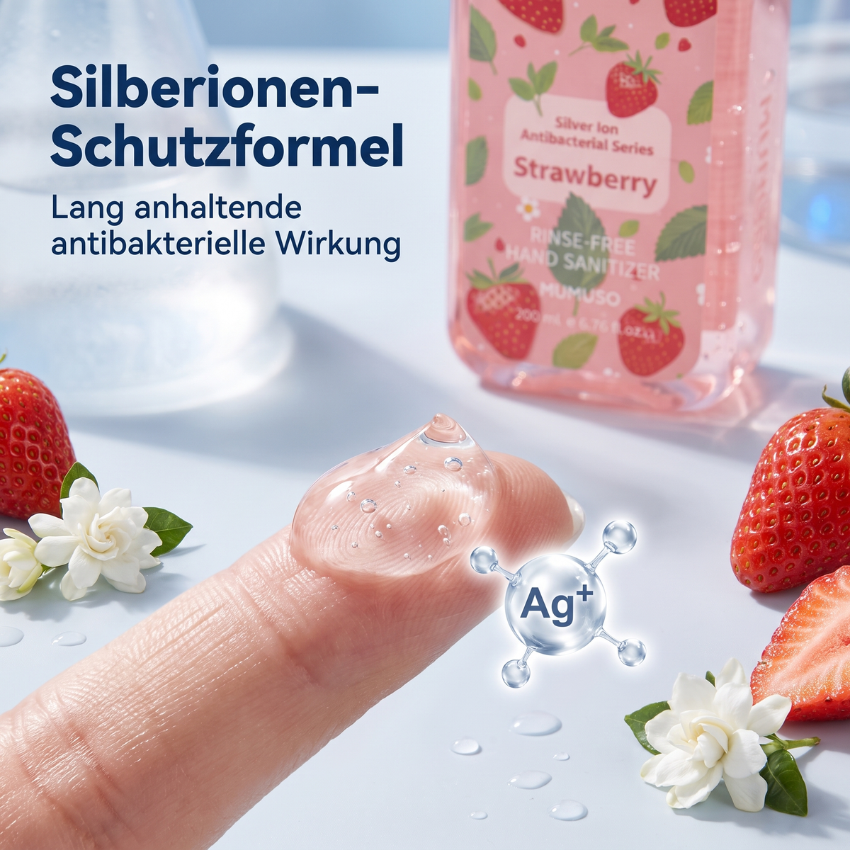 Transparente Geltextur des MUMUSO Silver Ion Handdesinfektionsgels