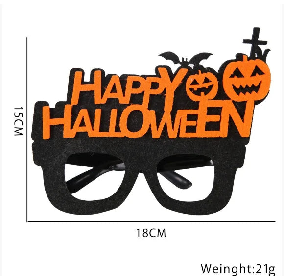 Halloween Partybrille mit orangefarbener Happy Halloween Schrift
