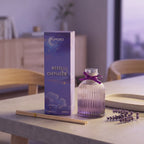 Starry-Night-Raumduft-Diffuser in Lila mit Verpackung und Duftstäbchen