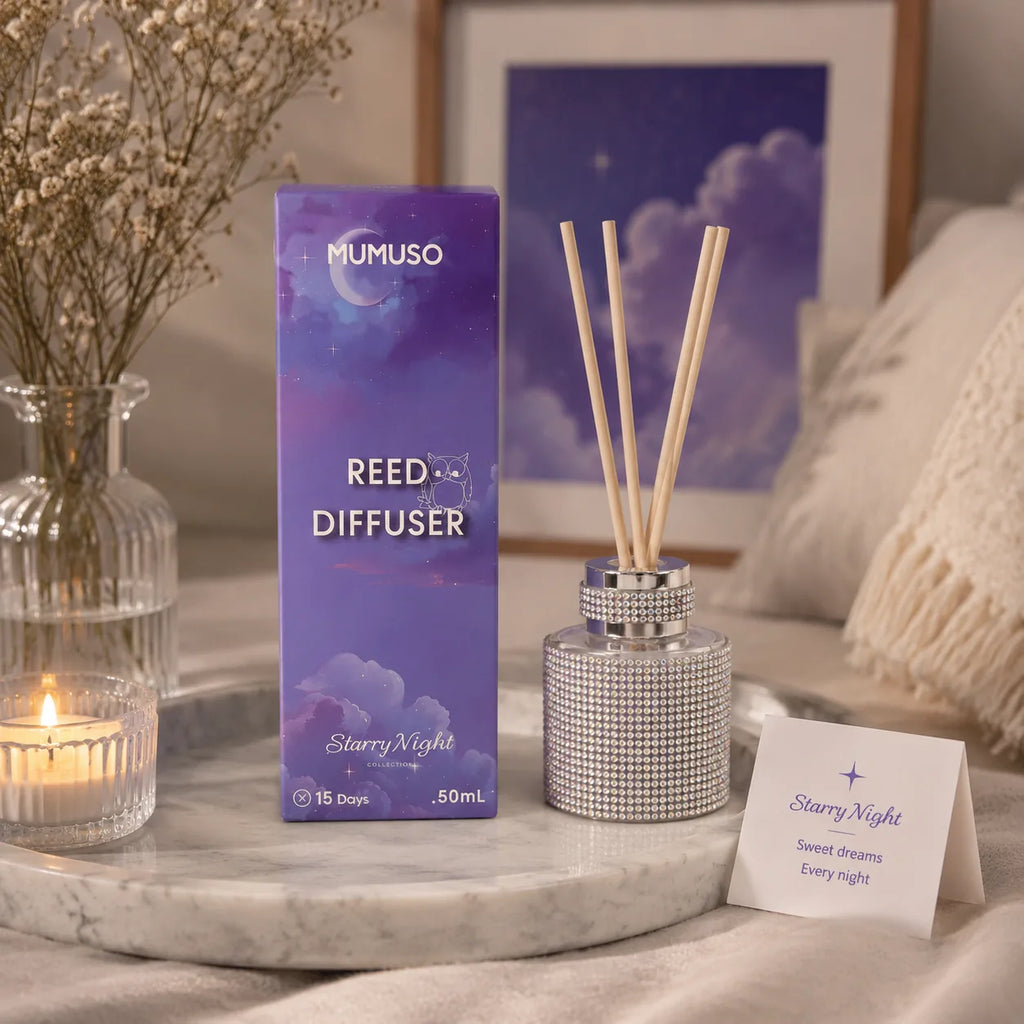 Starry-Night-Diamant-Raumduft-Diffuser in Silber, 50 ml, mit Duftstäbchen in einer Wohnszene