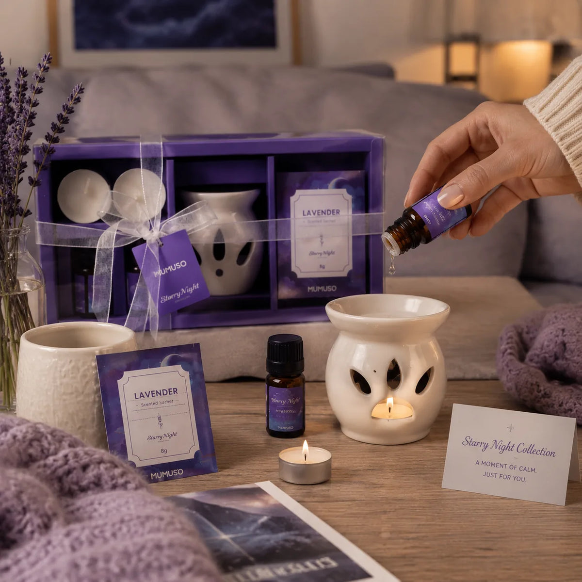 Anwendung des Duftöls aus dem Starry-Night-Geschenkset