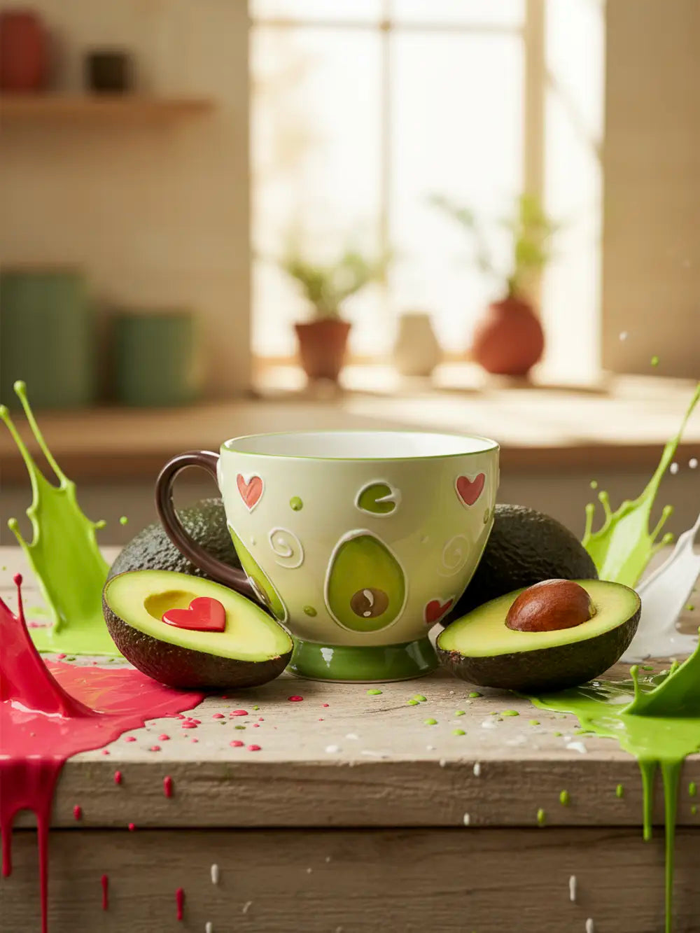 Avocado-Keramikbecher, 450 ml (Grün)