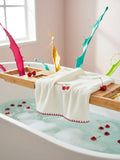 Mikrofaser-Gesichtshandtuch mit Kirsch-Design, weich &amp; schnelltrocknend (Creme/Rot)