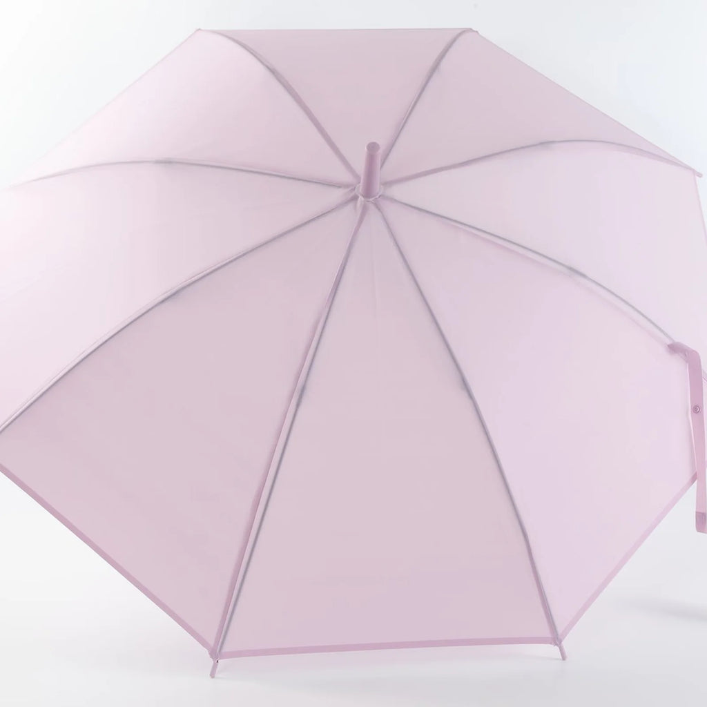 Unifarbener Regenschirm mit J Griff in Lila auf weißem Hintergrund