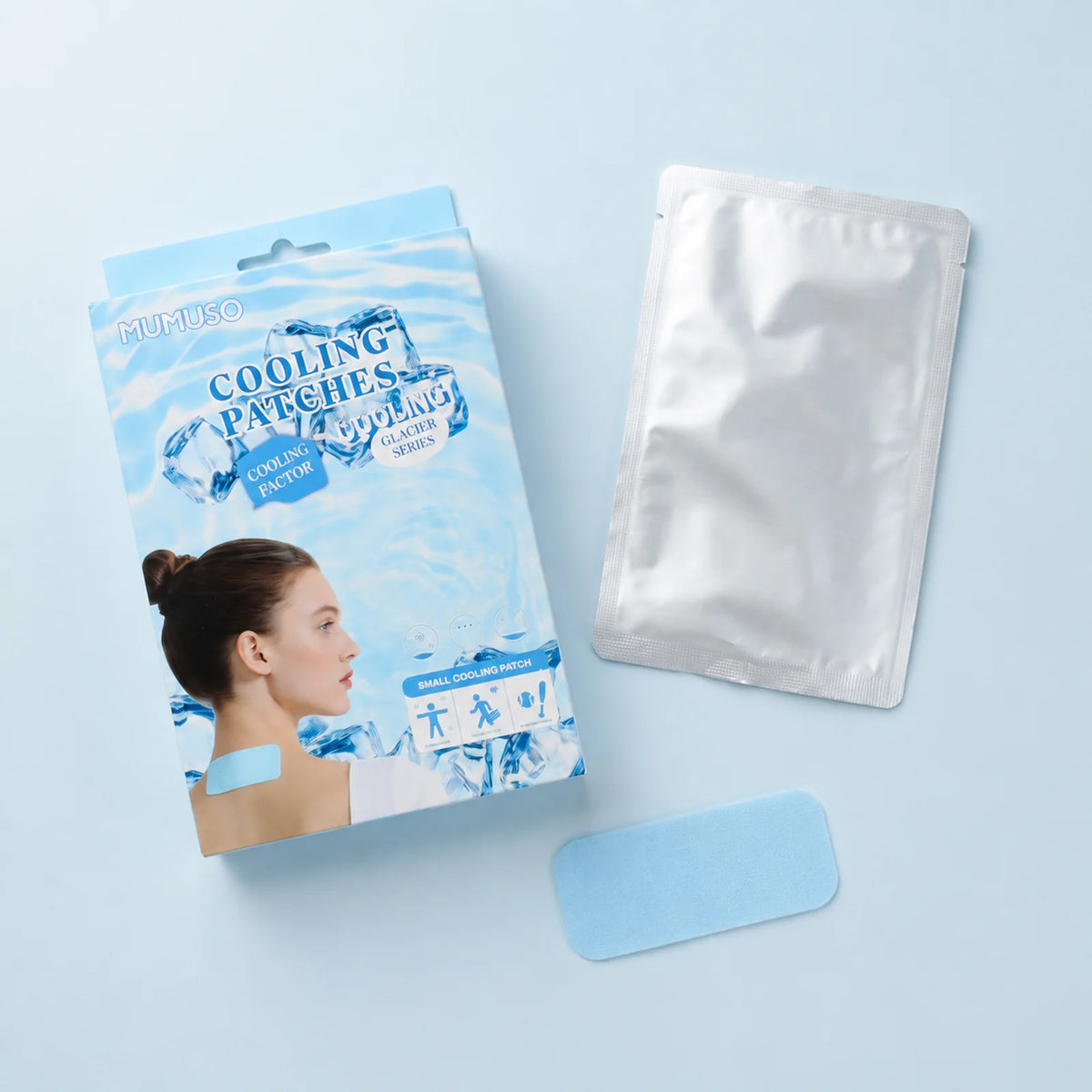 Detailansicht von Kühlpflaster Beutel und Verpackung