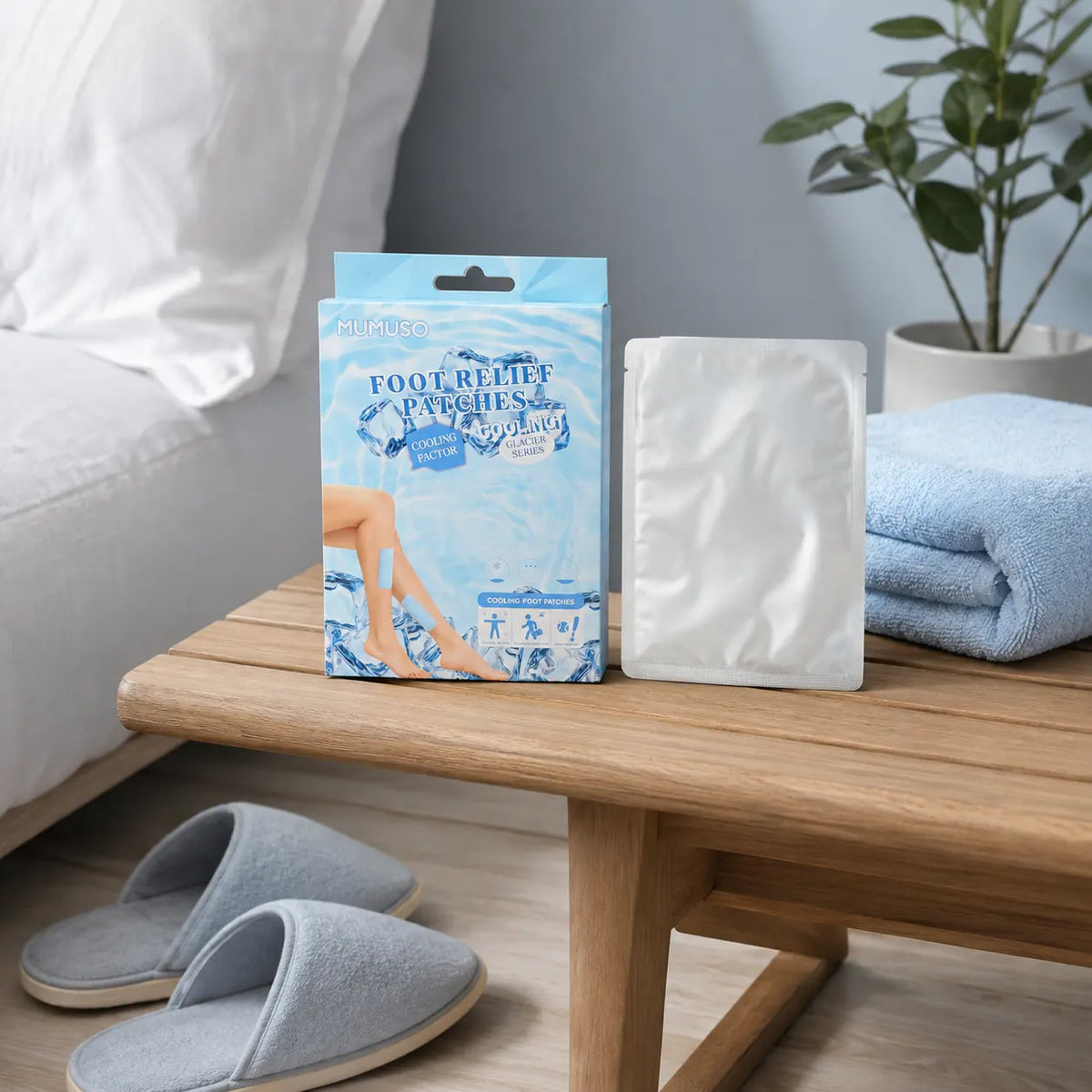 Glacier Fußpflaster mit Verpackung in einer ruhigen Szene