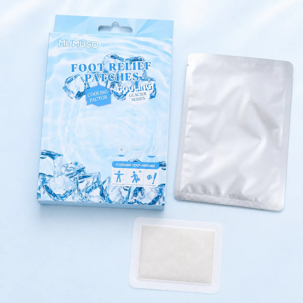 Glacier Fußpflaster Verpackung Beutel und Pflaster im Detail