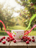 Keramikbecher mit Kirschdesign - 450ml - Rot