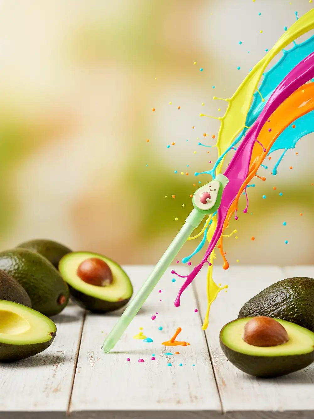 Gelstift aus Kunststoff mit Avocado-Design (Hellgrün)
