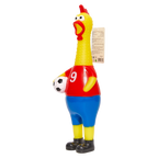 Gummihuhn aus PVC mit Fußball-Design, quietschend (Blau/Grün/Rot)