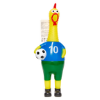 Gummihuhn aus PVC mit Fußball-Design, quietschend (Blau/Grün/Rot)