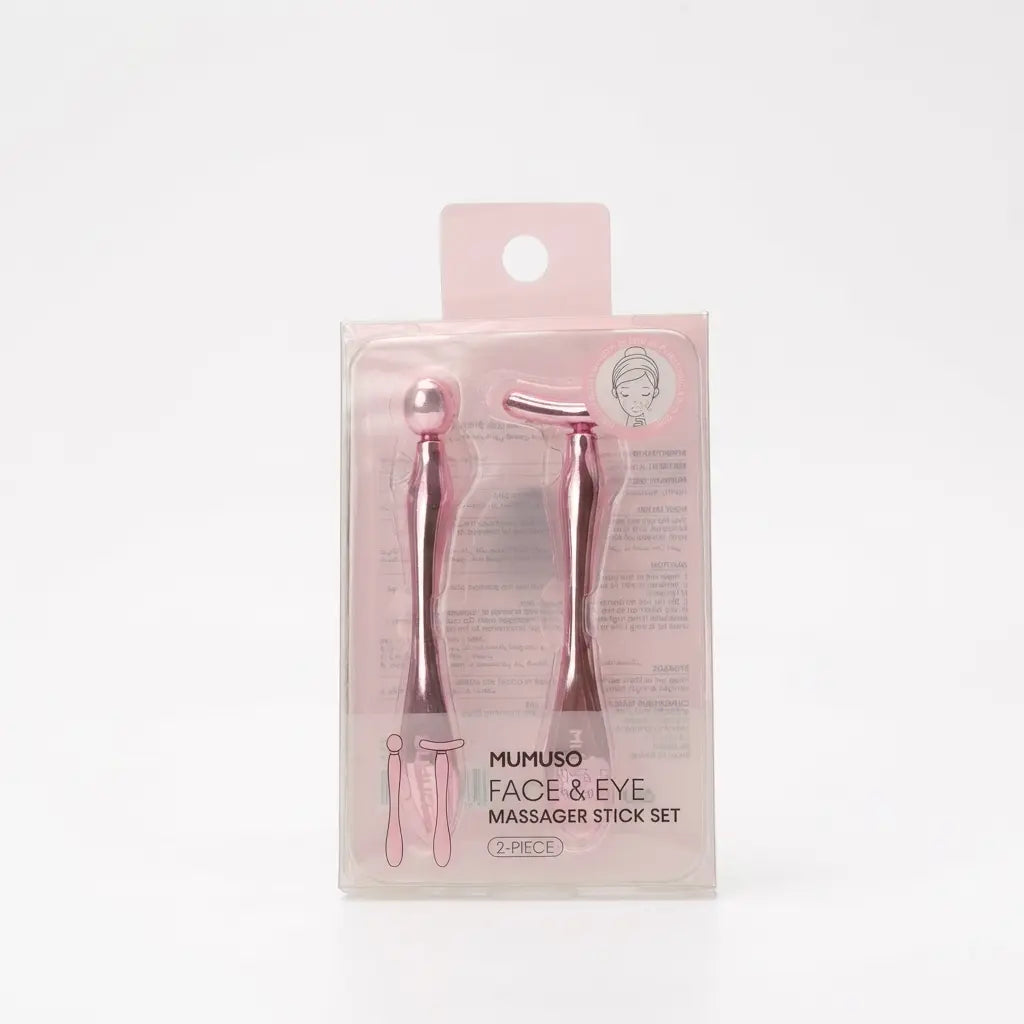 2-teiliges Gesichtsmassager Set aus Zinklegierung für Gesicht und Augenpartie (Rosa)