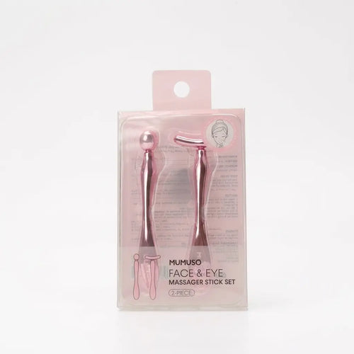 2-teiliges Gesichtsmassager Set aus Zinklegierung für Gesicht und Augenpartie (Rosa)