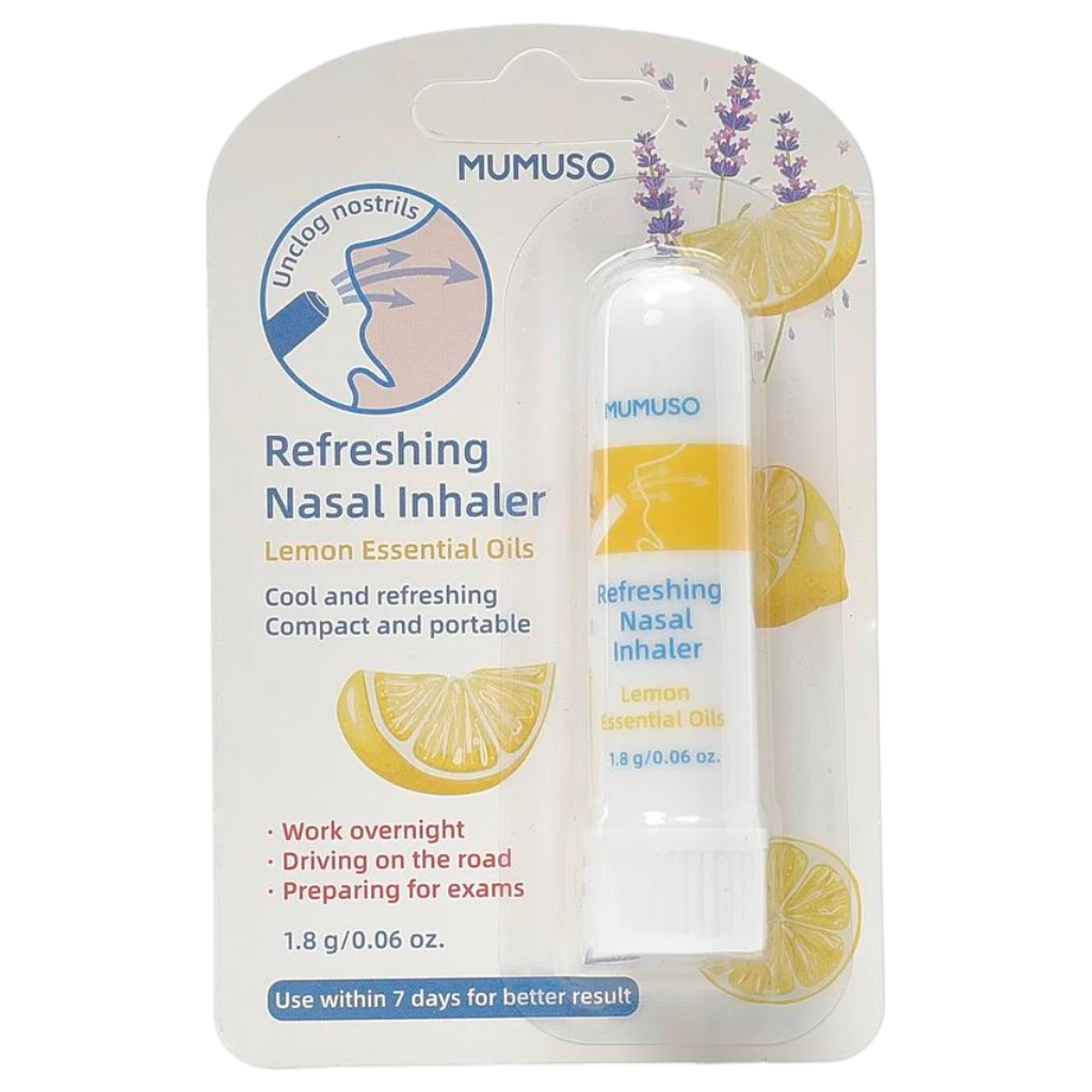 Naseninhalator mit Zitronenöl, handlich und kompakt (Weiß/Gelb)
