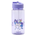 Kunststoff-Wasserflasche mit Strohhalm und Einhorn-Design, 500 ml (Lila)