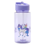 Kunststoff-Wasserflasche mit Strohhalm und Einhorn-Design, 500 ml (Lila)
