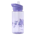 Kunststoff-Wasserflasche mit Strohhalm und Einhorn-Design, 500 ml (Lila)