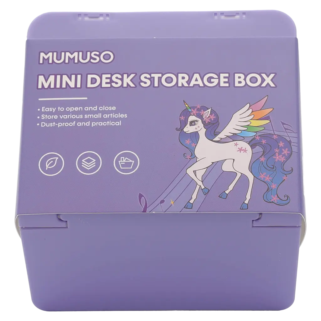 Mini-Aufbewahrungsbox aus PP mit Einhorn-Design (Lila) für Schreibtisch und Kinderzimmer
