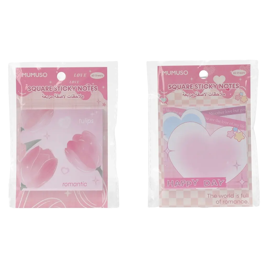 Quadratische Sticky Notes mit Herz-Design, 60 Blatt (Mehrfarbig)