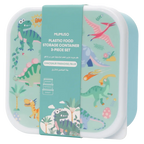 3-teiliges Kunststoff-Aufbewahrungsboxen Set mit Dinosaurier-Design (Blau)