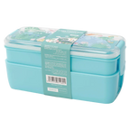 2-stöckige Kunststoff-Lunchbox mit Dinosaurier-Design, 750 ml (Blau)