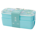 2-stöckige Kunststoff-Lunchbox mit Dinosaurier-Design, 750 ml (Blau)