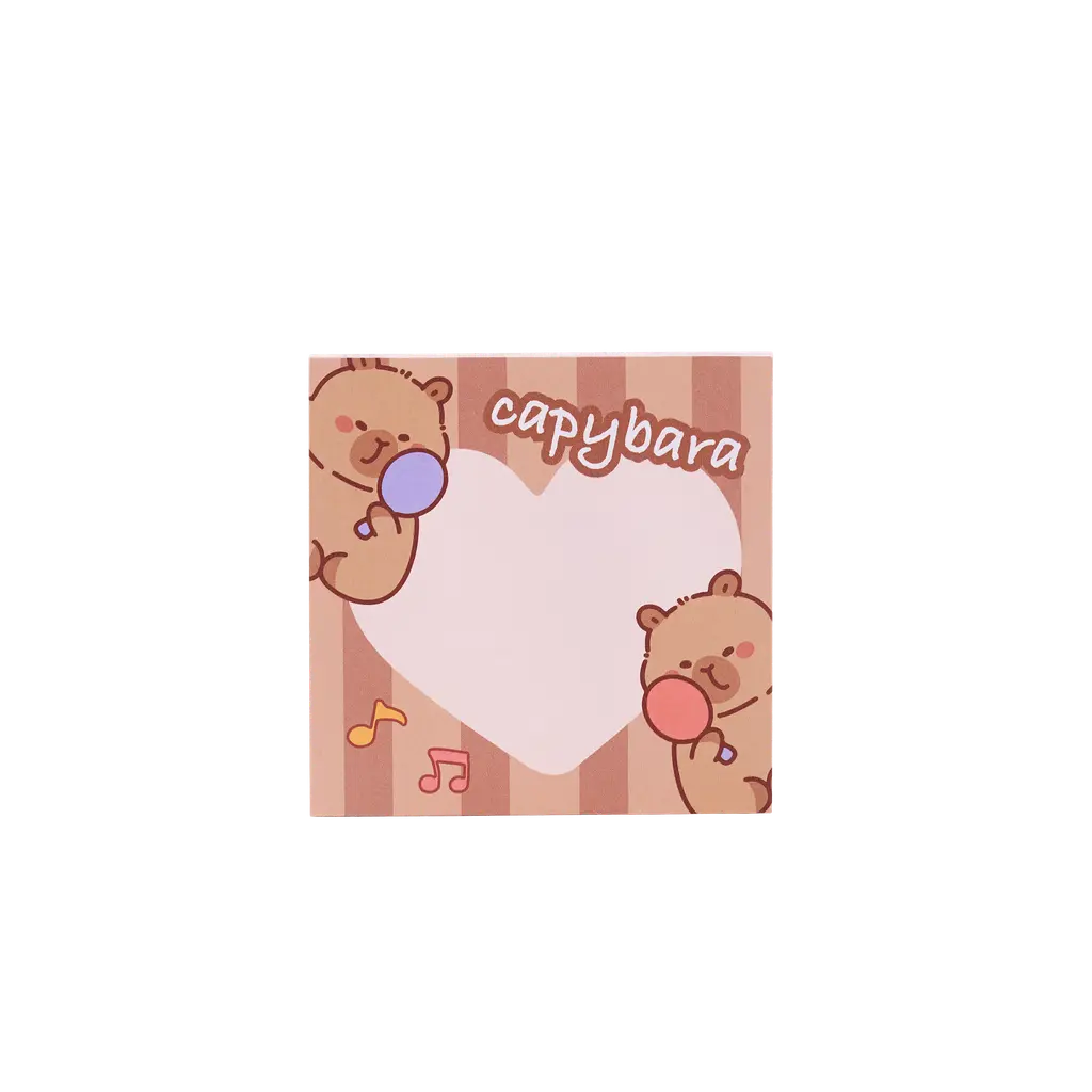 Quadratische Haftnotizen mit Capybara-Design (Beige/Braun)