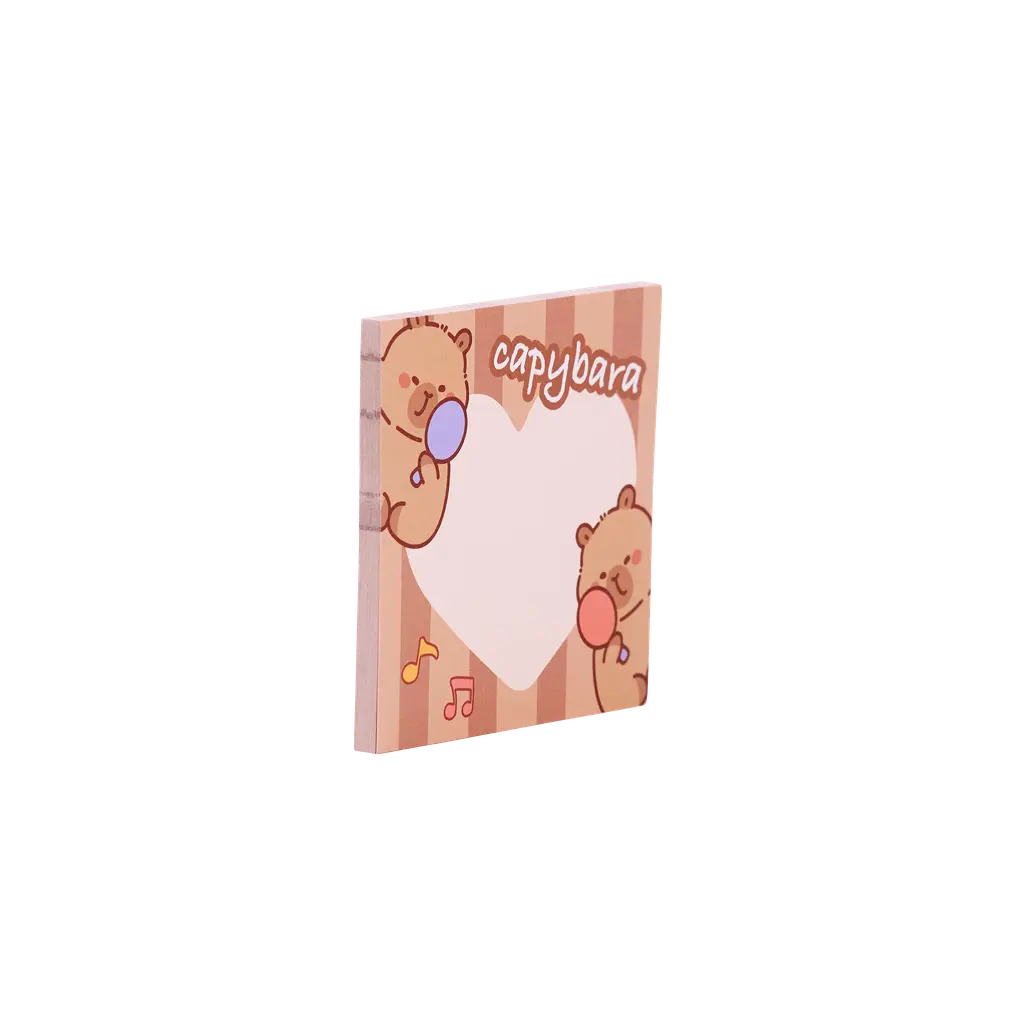 Quadratische Haftnotizen mit Capybara-Design (Beige/Braun)