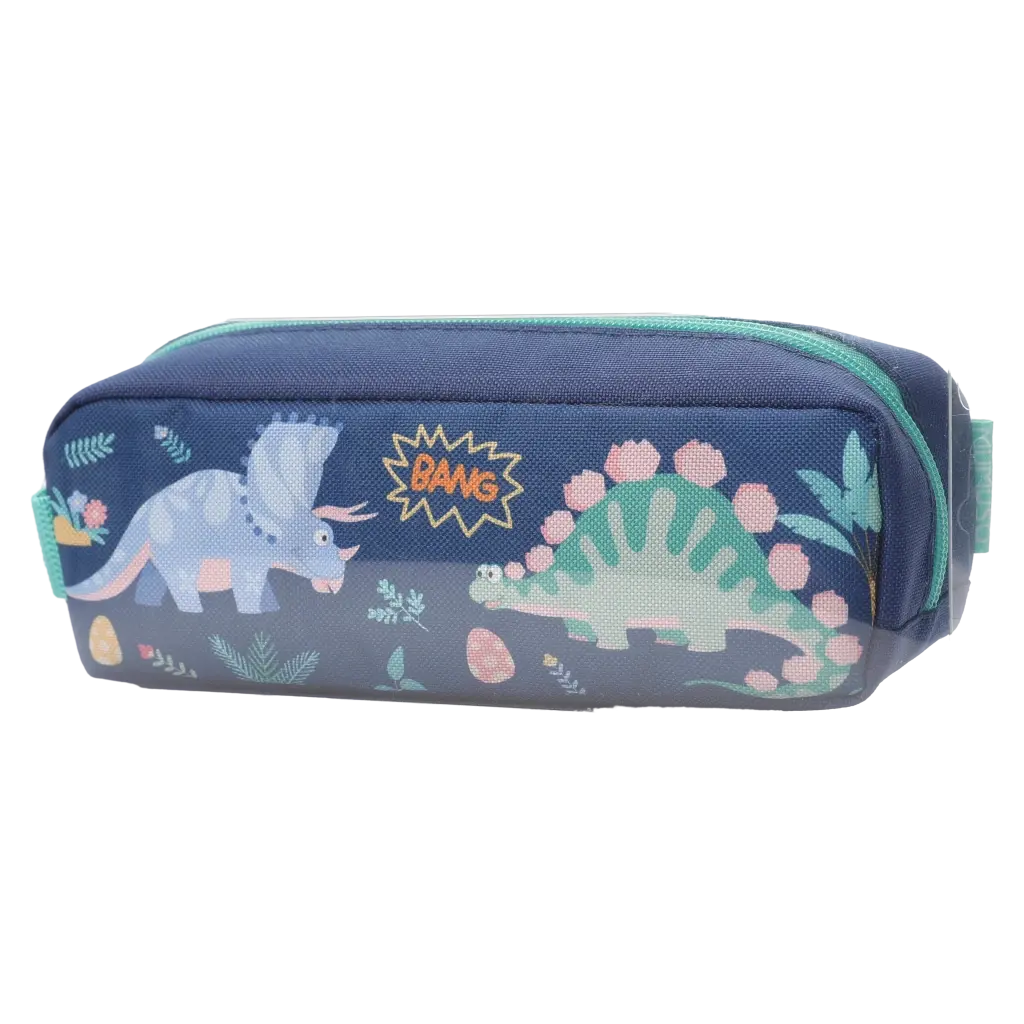Tragbares Federmäppchen mit Dinosaurier-Design (Dunkelblau)