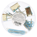 Paper Clips &amp; Binder Clips Set mit Dinosaurier-Design (Blau/Metall)