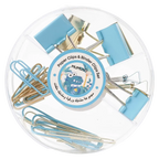 Paper Clips &amp; Binder Clips Set mit Dinosaurier-Design (Blau/Metall)