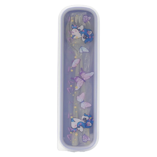2-teiliges Edelstahl-Besteckset mit Einhorn-Design (Lila)