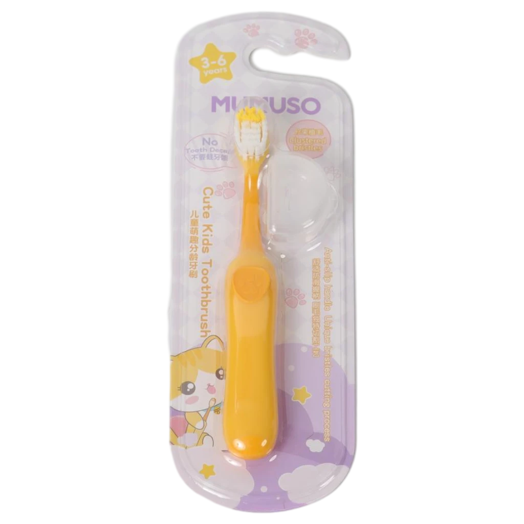Süße Kinderzahnbürste für 3-6 Jahre, ergonomisch (Lila/Orange)