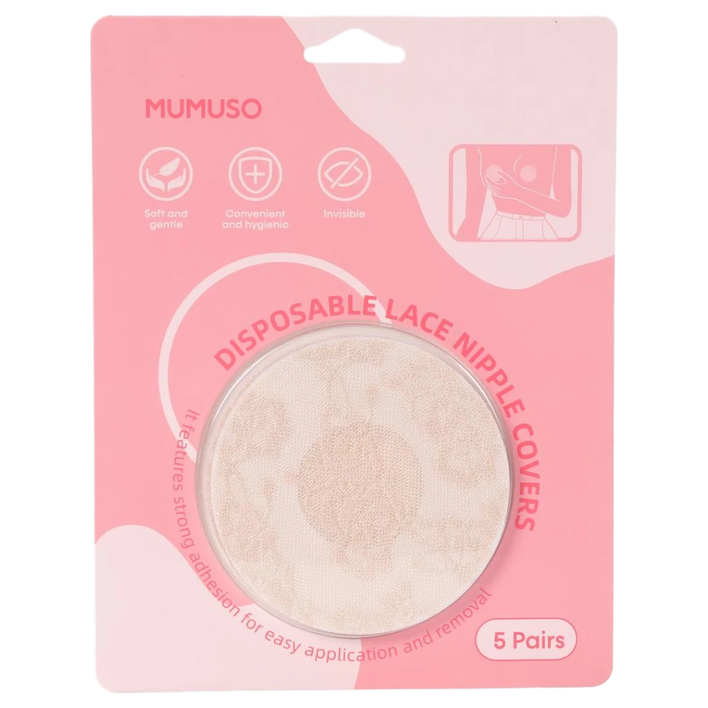 Einweg-Spitzen-Nippelcover, 5 Paar (Beige)