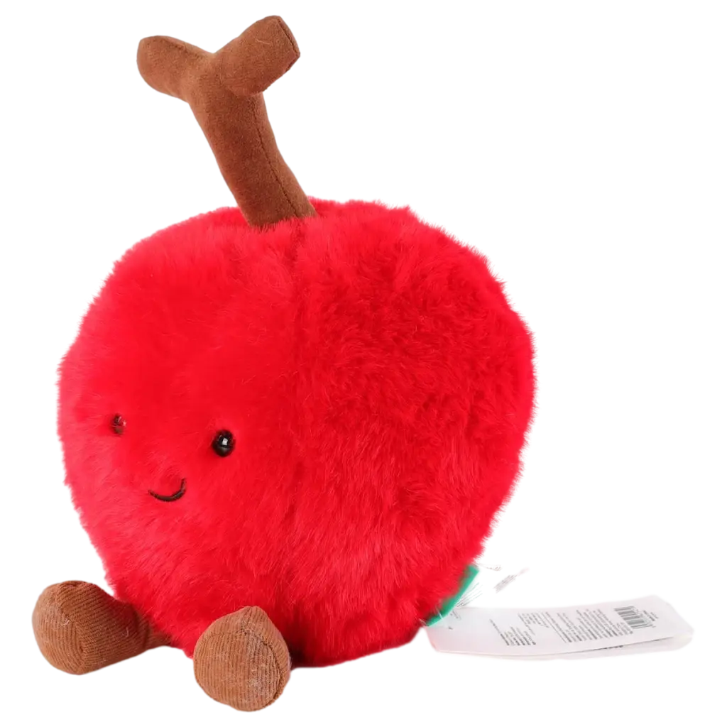 Plüschfrucht mit Cartoon-Kirschen-Design, weich gefüllt (Rot/Grün)
