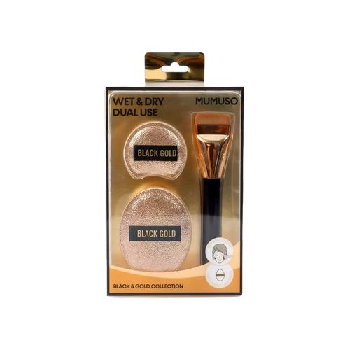 3-teiliges Make-up-Set mit Foundation-Pinsel und Puderquasten