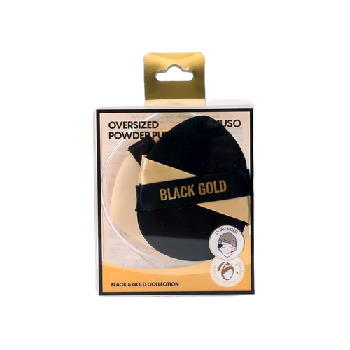 2er-Pack Puderpuff Polyurethan, Black &amp; Gold-Design (Schwarz/Gold)