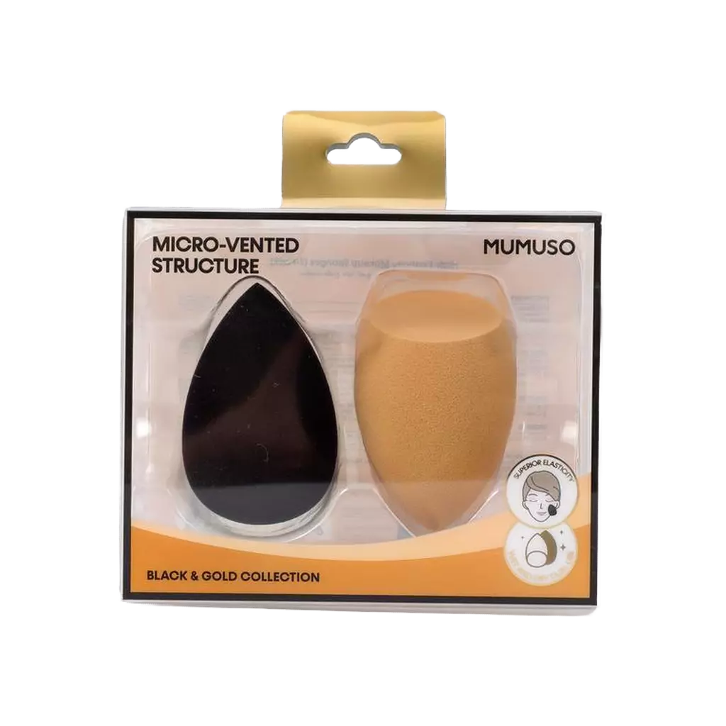 2-teiliges Make-up-Schwammset, Black &amp; Gold Kollektion (Schwarz/Gold)