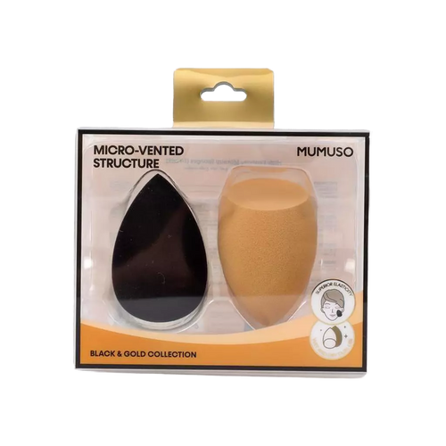 2-teiliges Make-up-Schwammset, Black &amp; Gold Kollektion (Schwarz/Gold)