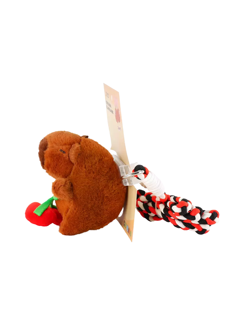 Handy-Lanyard mit Plüschanhänger im Kirsch-Design (Schwarz/Rot/Weiß)