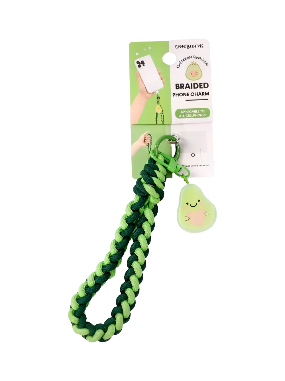 Geflochtenes Handyband aus Polyester mit Avocado-Design (Dunkelgrün/Hellgrün)