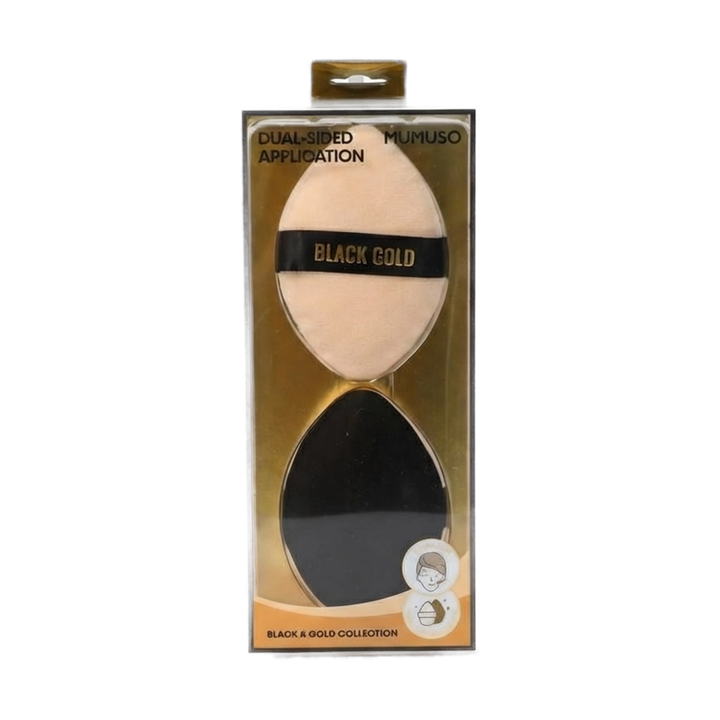 2er-Pack Puderpuff, Black &amp; Gold Kollektion (Schwarz/Beige)