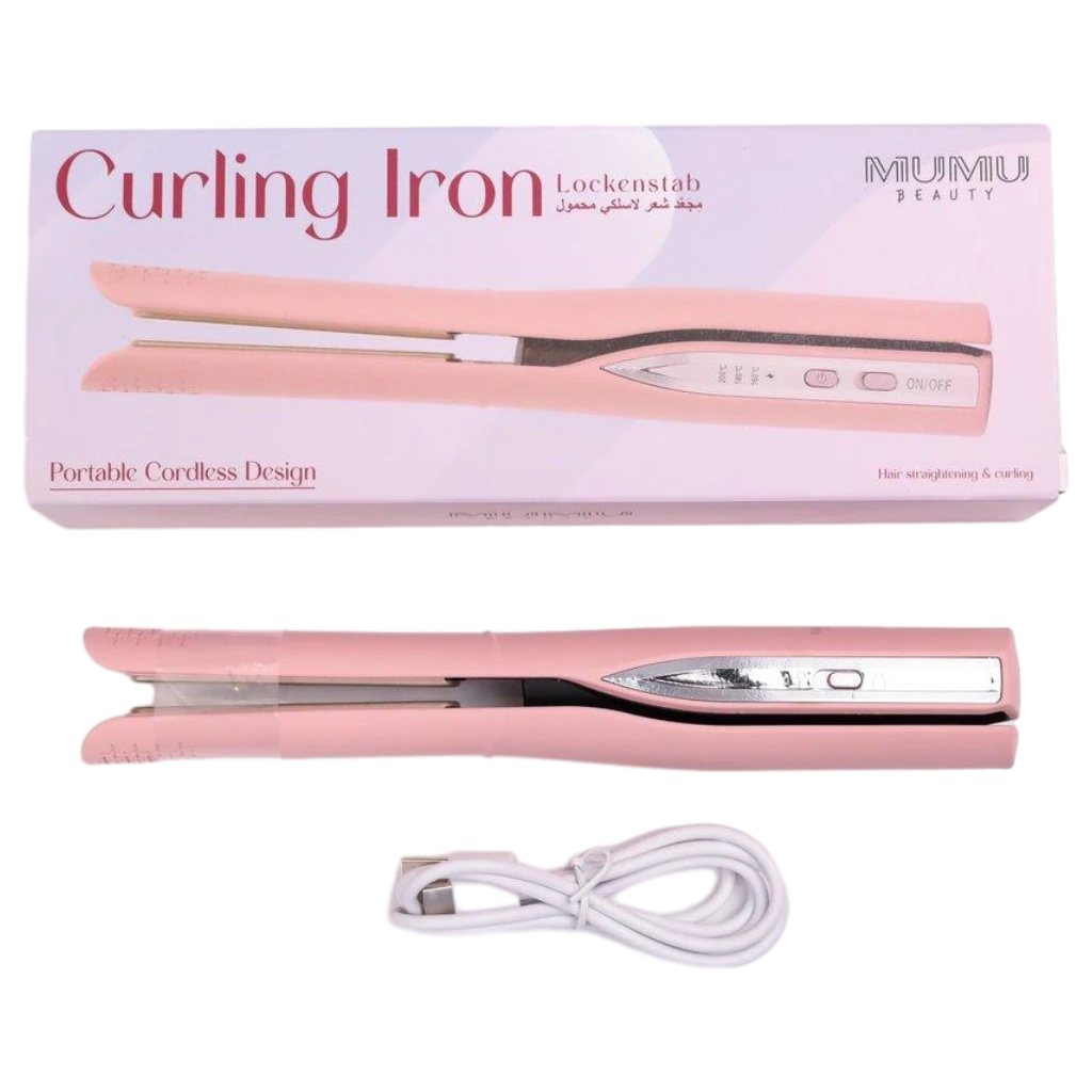 Kabelloser Lockenstab tragbar zum Haarstyling (Rosa)